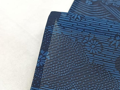 平和屋着物＊夏物　小紋　絽　型染め　立波花文　洗える着物　BAAX3963yc