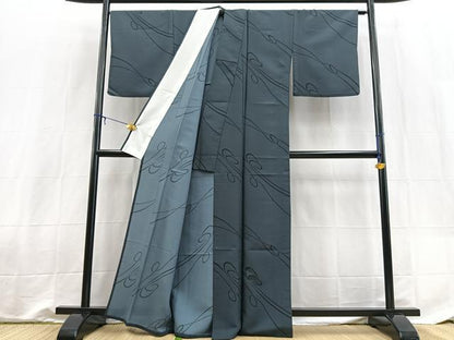 平和屋着物＊夏物　小紋　流水文　洗える着物　BAAX3966yc