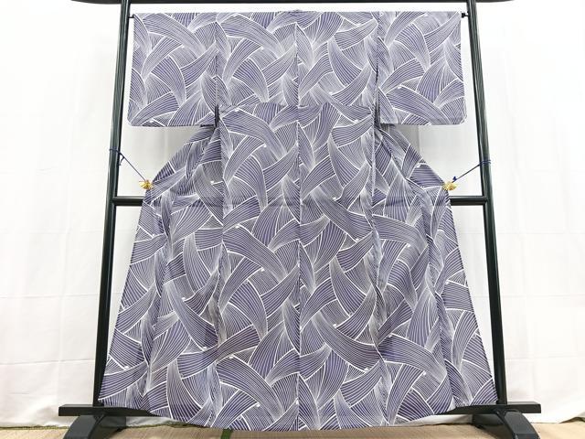 平和屋着物＊夏物　小紋　絽　抽象文　洗える着物　BAAX3967yc