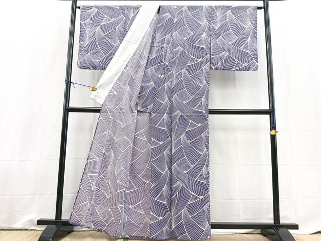 平和屋着物＊夏物　小紋　絽　抽象文　洗える着物　BAAX3967yc