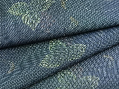 平和屋着物＊夏物　小紋　紗　葡萄蔦の葉文　暈し染め　洗える着物　BAAX3973yc