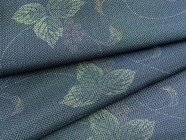 平和屋着物＊夏物　小紋　紗　葡萄蔦の葉文　暈し染め　洗える着物　BAAX3973yc