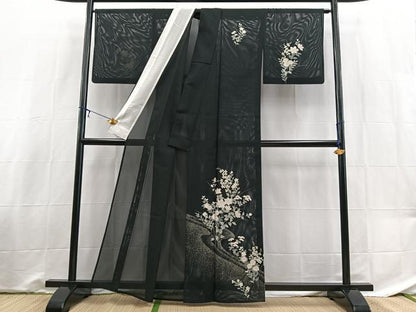 平和屋着物＊夏物　訪問着　絽　秋草文　洗える着物　BAAX3974yc