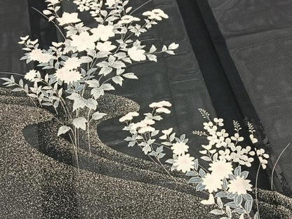 平和屋着物＊夏物　訪問着　絽　秋草文　洗える着物　BAAX3974yc