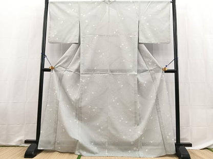 平和屋着物＊夏物　小紋　絽　重ね山花文　洗える着物　BAAX3975yc