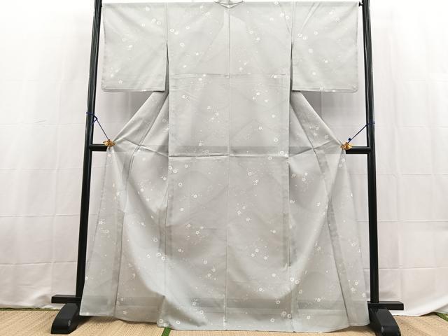 平和屋着物＊夏物　小紋　絽　重ね山花文　洗える着物　BAAX3975yc
