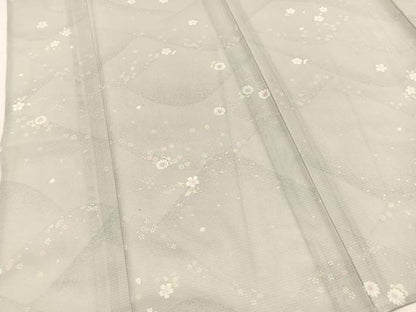 平和屋着物＊夏物　小紋　絽　重ね山花文　洗える着物　BAAX3975yc