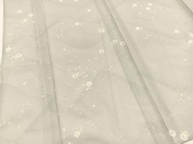 平和屋着物＊夏物　小紋　絽　重ね山花文　洗える着物　BAAX3975yc