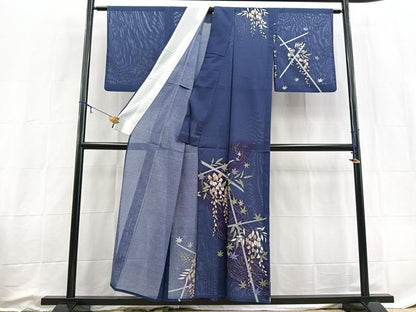 平和屋着物＊夏物　訪問着　絽　藤花房竜田川文　金彩　洗える着物　BAAX3979yc