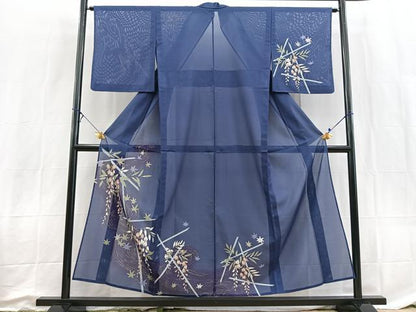 平和屋着物＊夏物　訪問着　絽　藤花房竜田川文　金彩　洗える着物　BAAX3979yc