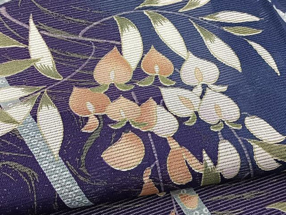平和屋着物＊夏物　訪問着　絽　藤花房竜田川文　金彩　洗える着物　BAAX3979yc