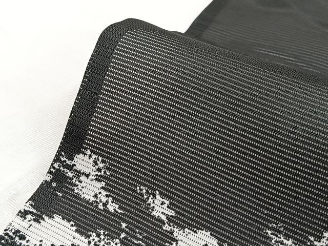 平和屋着物＊夏物　小紋　絽　霞文　黒地　洗える着物　BAAX3982yc