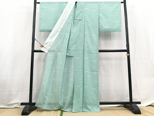 平和屋着物＊夏物　小紋　絽　雪芝文　やまと誂製　洗える着物　BAAX3983yc