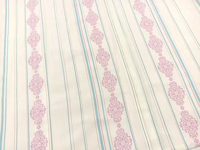 平和屋着物＊夏物　小紋　縦絽　正倉院花文　洗える着物　BAAX3986yc