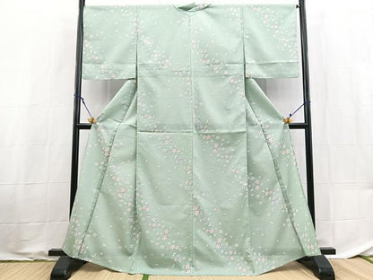 平和屋着物＊夏物　小紋　絽　舞桜文　洗える着物　BAAX3989yc