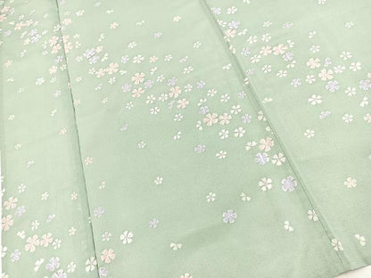 平和屋着物＊夏物　小紋　絽　舞桜文　洗える着物　BAAX3989yc