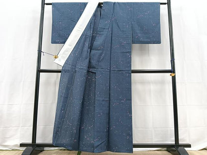 平和屋着物＊夏物　小紋　紗　草木文　洗える着物　BAAX3991yc