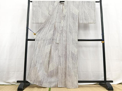 平和屋着物＊夏物　小紋　絽　縞　洗える着物　BAAX3992yc