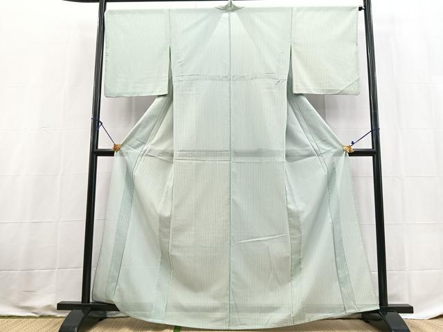 平和屋着物＊夏物　小紋　絽　縞　洗える着物　BAAX3993yc