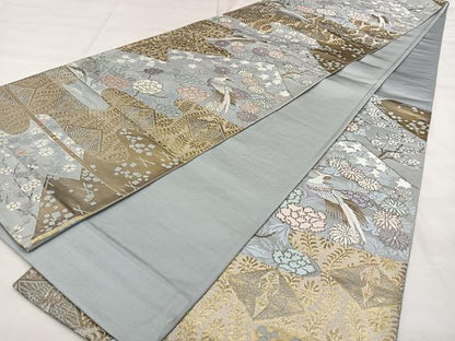 平和屋着物◎六通柄袋帯　唐織　花鳥文　金銀糸　正絹　逸品　BAAX4012qw