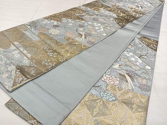 平和屋着物◎六通柄袋帯　唐織　花鳥文　金銀糸　正絹　逸品　BAAX4012qw