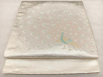 平和屋着物◎西陣　太鼓柄袋帯　唐織　孔雀文　金銀糸　正絹　逸品　BAAX4013qw