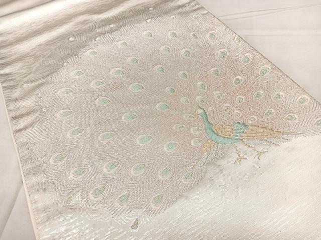 平和屋着物◎西陣　太鼓柄袋帯　唐織　孔雀文　金銀糸　正絹　逸品　BAAX4013qw