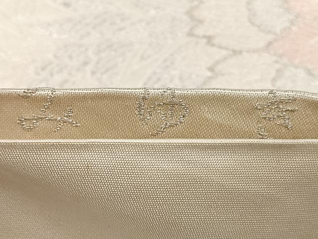 平和屋着物◎六通柄袋帯　唐織　みゆき　更紗花文　銀糸　正絹　逸品　BAAX4015qw
