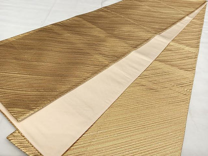 平和屋着物◎全通柄袋帯　唐織　斜線文　金糸　正絹　逸品　BAAX4018qw