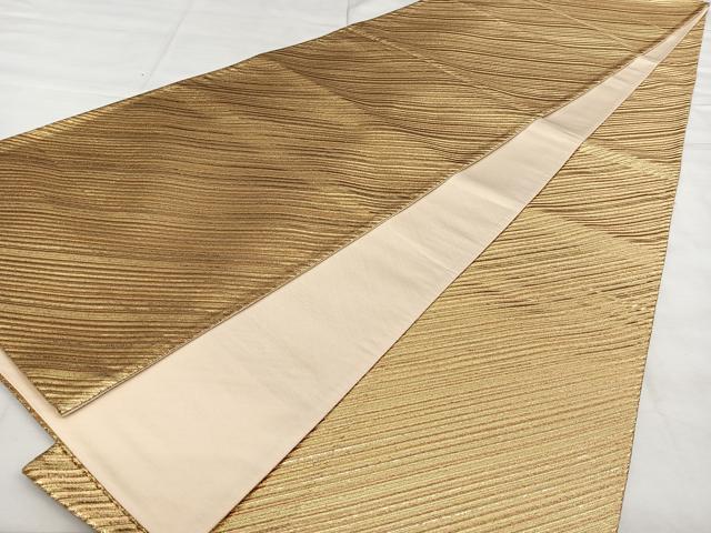 平和屋着物◎全通柄袋帯　唐織　斜線文　金糸　正絹　逸品　BAAX4018qw