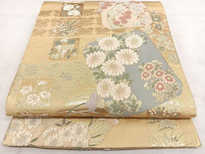 平和屋着物◎六通柄袋帯　唐織　祥瑞文様　金糸　正絹　逸品　BAAX4024qw