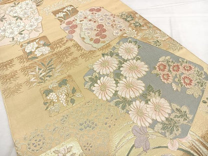 平和屋着物◎六通柄袋帯　唐織　祥瑞文様　金糸　正絹　逸品　BAAX4024qw