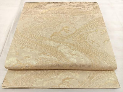 平和屋着物◎西陣　六通柄袋帯　立波文　金糸　正絹　逸品　BAAX4034qw