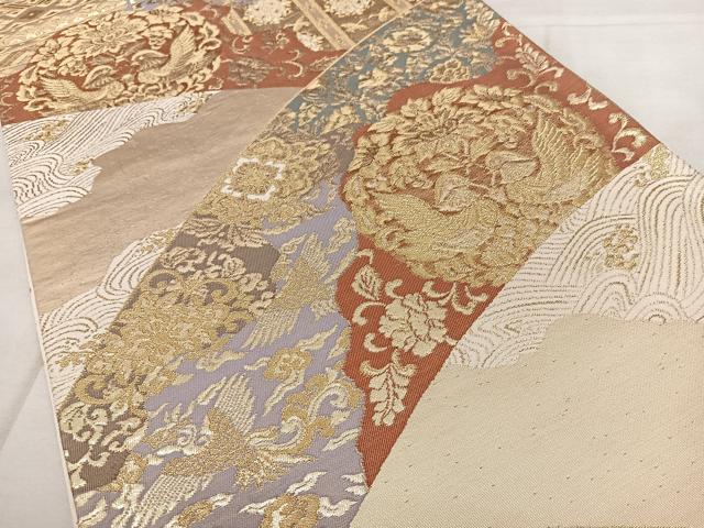 平和屋着物◎六通柄袋帯　唐織　花鳥文　金糸　正絹　逸品　BAAX4035qw