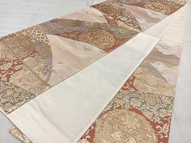 平和屋着物◎六通柄袋帯　唐織　花鳥文　金糸　正絹　逸品　BAAX4035qw