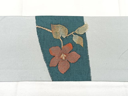 平和屋着物◎九寸名古屋帯 すくい織 草花文 金糸 正絹 逸品 BAAX4058qw