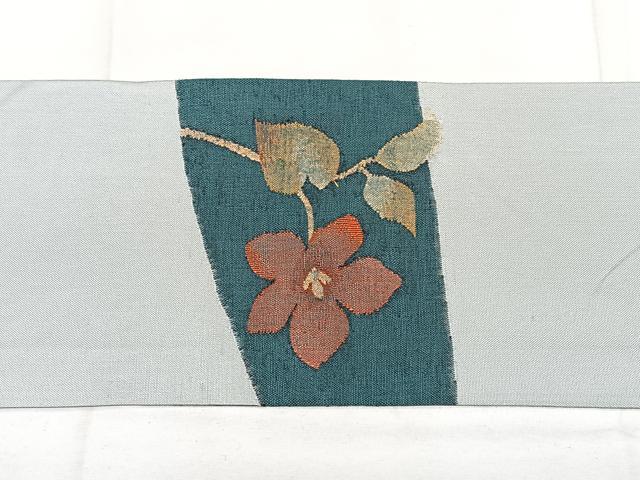 平和屋着物◎九寸名古屋帯 すくい織 草花文 金糸 正絹 逸品 BAAX4058qw