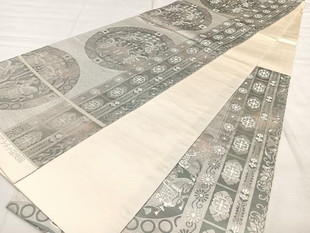 平和屋着物◎六通柄袋帯 唐織 正倉院狩鞍文 プラチナ箔 正絹 逸品 BAAX4075qw