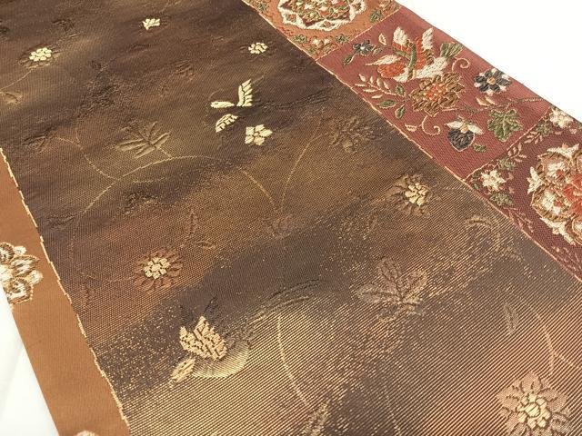 平和屋着物◎六通柄袋帯 唐織 花鳥文 金糸 正絹 逸品 BAAX4078qw