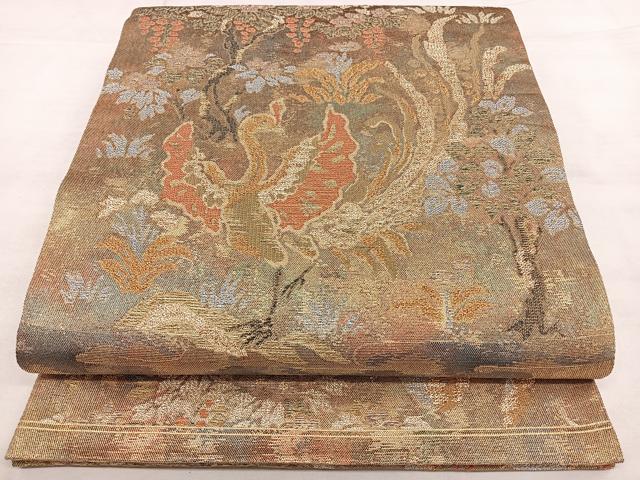 平和屋着物◎佐賀錦　六通柄袋帯　唐織　花鳥文　金銀糸　正絹　逸品　BAAX4087qw