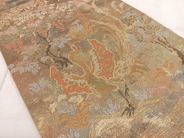 平和屋着物◎佐賀錦　六通柄袋帯　唐織　花鳥文　金銀糸　正絹　逸品　BAAX4087qw