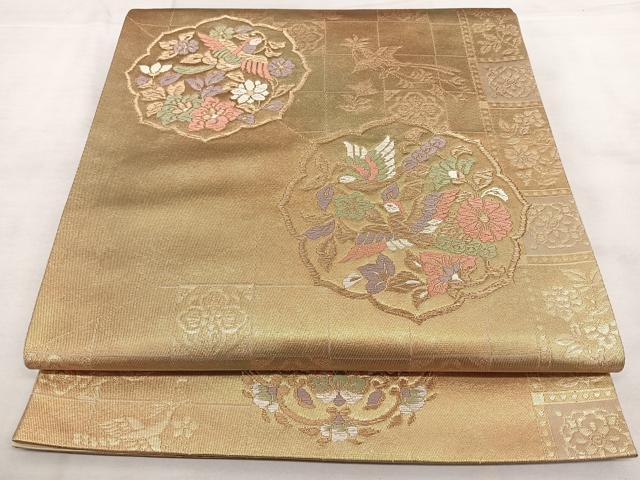 平和屋着物◎六通柄袋帯　唐織　正倉院文　金糸　引箔　正絹　逸品　BAAX4088qw