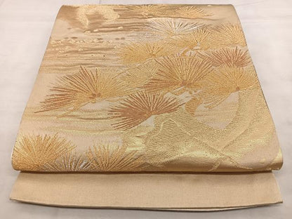 平和屋着物◎六通柄袋帯 唐織 枝松葉文 金銀糸 正絹 逸品 BAAX4101qw