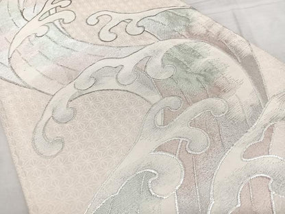 平和屋着物◎西陣　六通柄袋帯　立波文　銀糸　正絹　逸品　BAAX4103qw