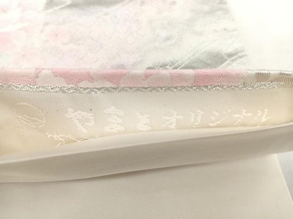 平和屋着物◎六通柄袋帯　源氏車花文　銀糸　引箔　やまとオリジナル　正絹　逸品　BAAX4115qw