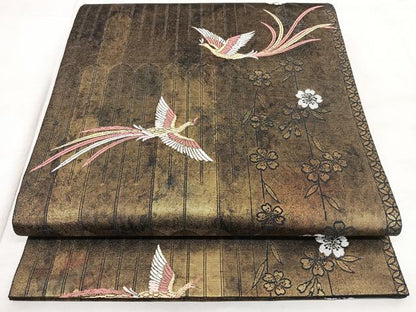 平和屋着物◎六通柄袋帯　唐織　鳳凰花文　金銀糸　引箔　正絹　逸品　BAAX4116qw