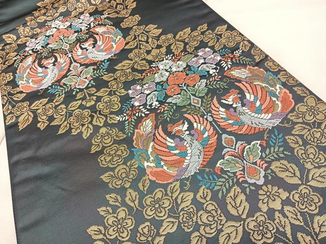 平和屋着物◎六通柄袋帯 唐織 秀麗鳳凰文 金糸 引箔 正絹 逸品 BAAX4118qw