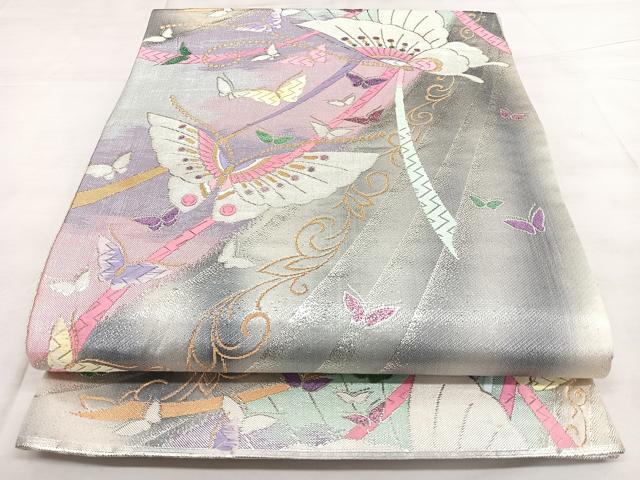 平和屋着物◎佐賀錦 六通柄袋帯 唐織 舞蝶文 金銀糸 正絹 逸品 BAAX4119qw