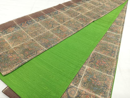 平和屋着物◎全通柄袋帯 紬地 更紗花文 正絹 逸品 BAAX4124qw