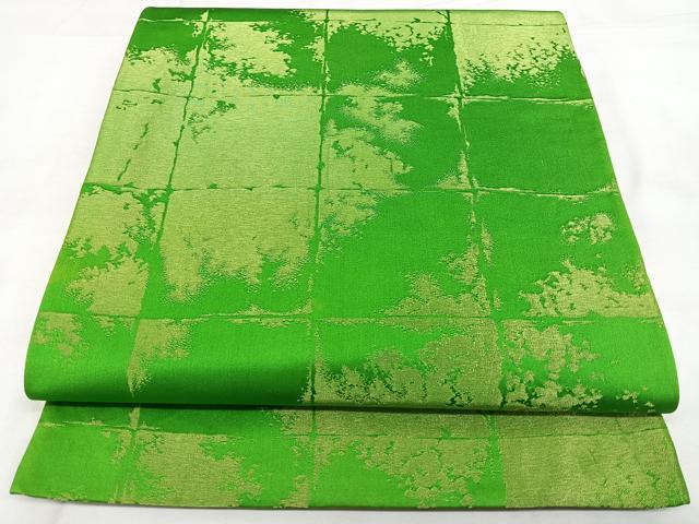 平和屋着物◎両面　全通柄袋帯　市松文様　金糸　正絹　逸品　BAAX4126qw
